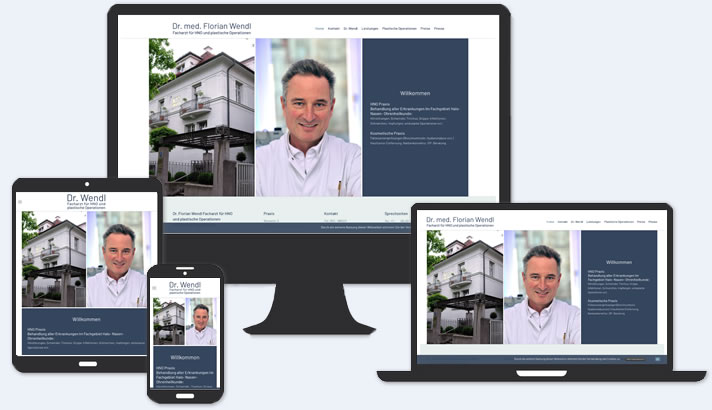 Homepage für HNO & plastische Operationen Dr. Wendl, München