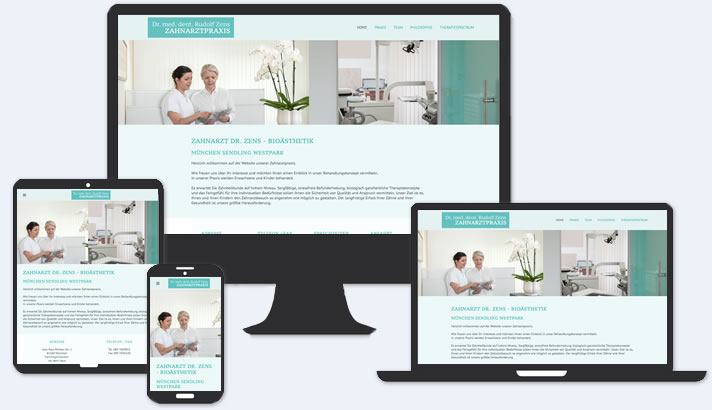 Webseite Zahnarztpraxis Dr. Zens München